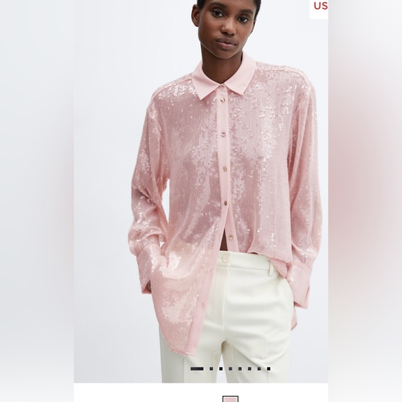 Mango sequin shirt in pink - Picture 2 of 4